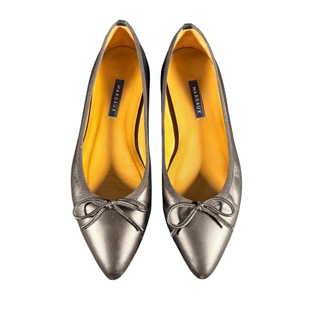 Margaux Metallic Silver Pointed-Toe Ballet Flats